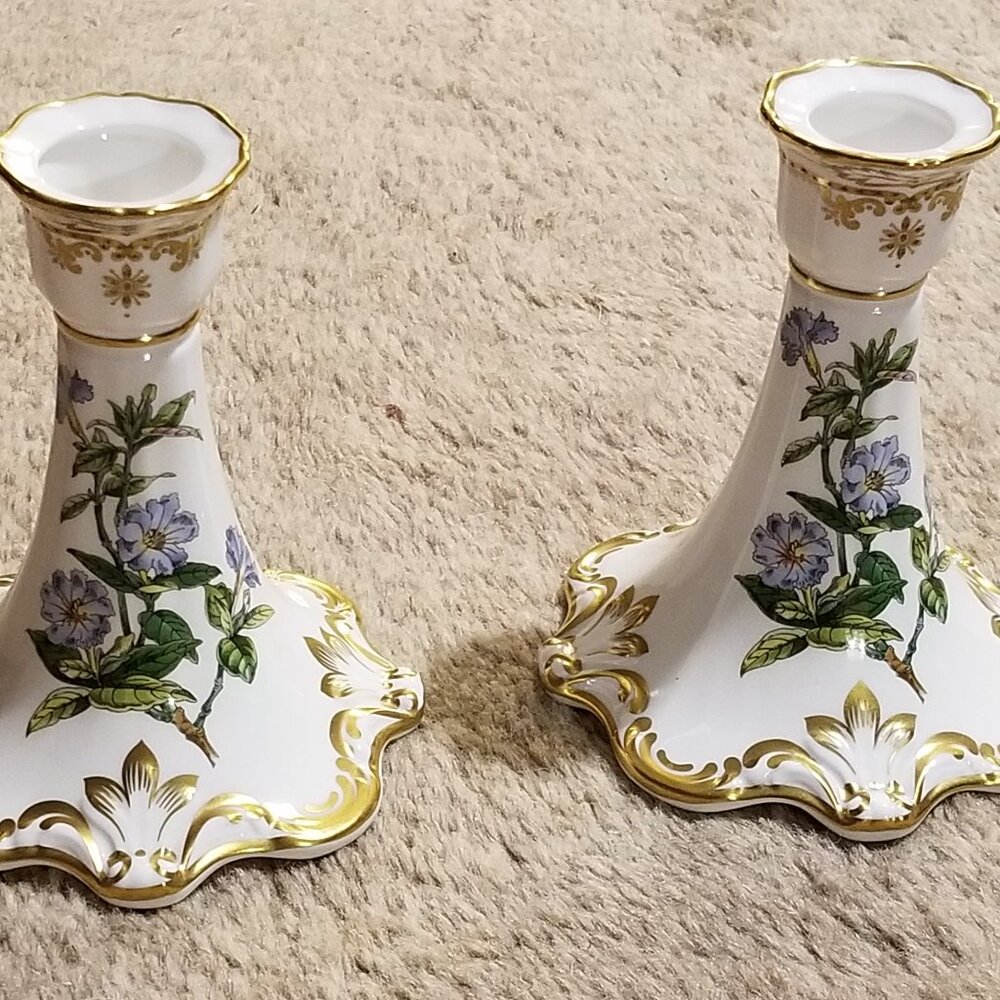 RARE SPODE STAFFORD FLOWERS ENGLAND BONE CHINA TAPER CANDLE HOLDER CANDLESTICK